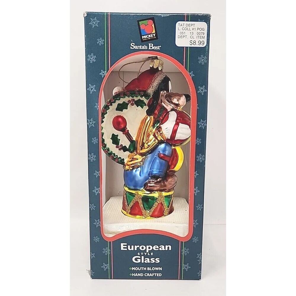 Mickey Unlimited Santa's Best European Style Glass Christmas Festive Goofy